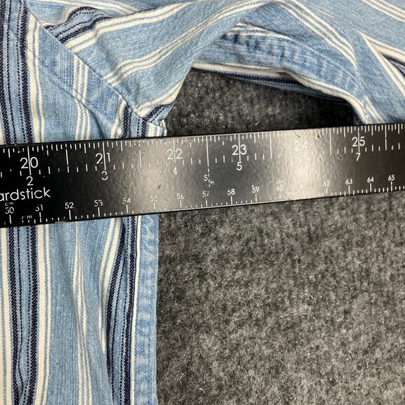 LL Bean Casual Button Shirt Mens Size M Blue White Striped Long Sleeve Cotton - Picture 5 of 8
